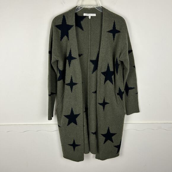 Naked Cashmere Green Black Star Print Long Sleeve Duster Cardigan XS